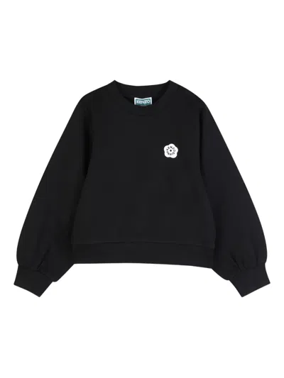 Kenzo Kids' Floral-appliqué Sweatshirt In Black
