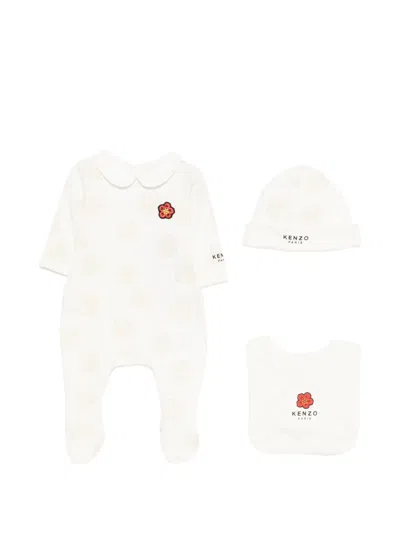 Kenzo Floral Babygrow Set In White
