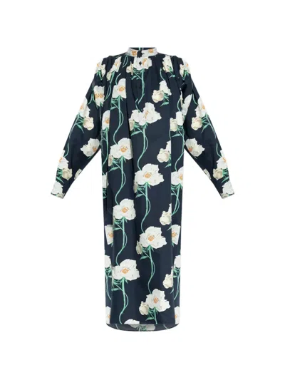 Kenzo Floral Button Dress In Black