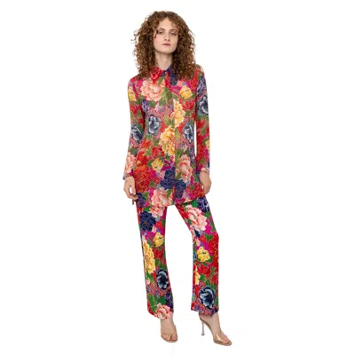 Pre-owned Kenzo Floral Chiffon Pant Set In Pink