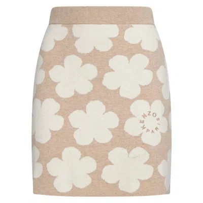 KENZO KENZO FLORAL DETAILED KNITTED MINI SKIRT