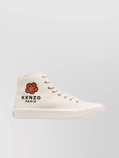 Kenzo Floral Embroidered High-top Sneakers In White