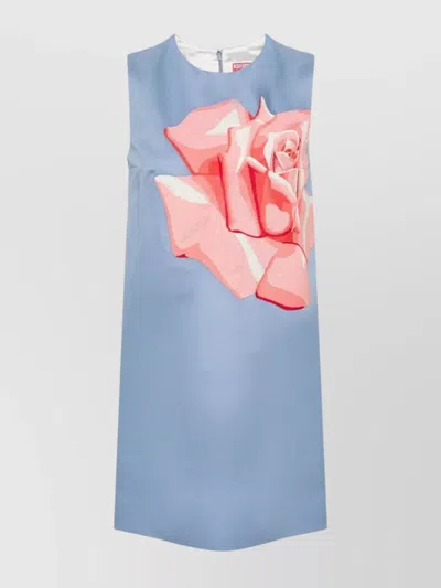 Kenzo Floral Embroidered Shift Dress In Blue
