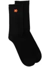 Kenzo Floral-embroidered Stretch-design Socks In Black