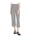 Kenzo Floral Embroidered Striped Cropped Jeans In Gray
