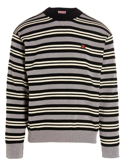 Kenzo Floral Embroidered Striped Knitted Sweater In Multi