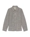 Kenzo Rinse Striped Workwear Denim Jacket In Gray