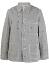 Kenzo Rinse Striped Workwear Denim Jacket In Weiss