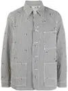 Kenzo Rinse Striped Workwear Denim Jacket In White