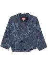 Kenzo Floral-jacquard Jacket In Blue