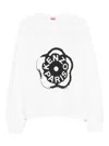 Kenzo Floral-logo Print Sweatshirt In White