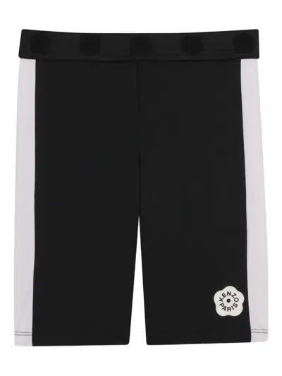 Kenzo Kids' Floral-logo Shorts In Black