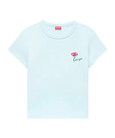 Kenzo Floral Logo T-shirt In Blue