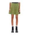 Kenzo Wool Floral Motif Mini Skirt In Green