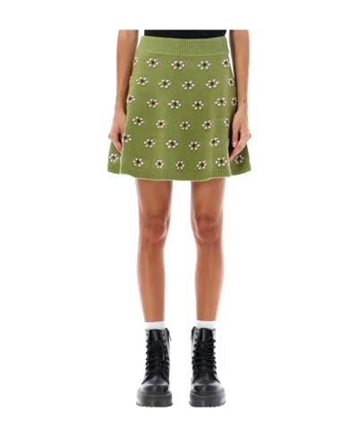 KENZO KENZO FLORAL-MOTIF KNITTED SKIRT