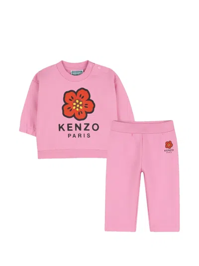 Kenzo Kids' Floral-motif Tracksuit In Pink