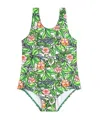 Kenzo Floral-motif U-neck Swimsuit In Green