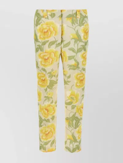 KENZO FLORAL PATTERN CROPPED LENGTH PANTS