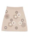 Kenzo Floral-pattern Knit Skirt In Neutral