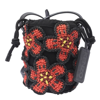 Kenzo Floral Patterned Bucket Bag In Black