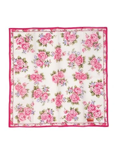 Pre-owned Kenzo Floral Print Bandana In Neutrals/pink