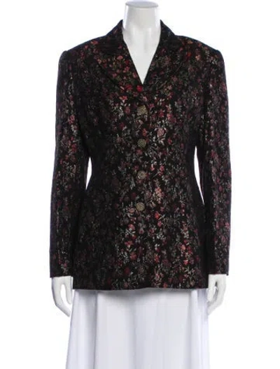 Pre-owned Kenzo Floral Print Blazer In Black