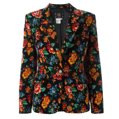 Pre-owned Kenzo Floral Print Blazer In Black
