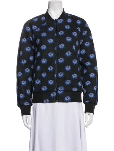 Pre-owned Kenzo Floral Print Bomber Jacket In Black