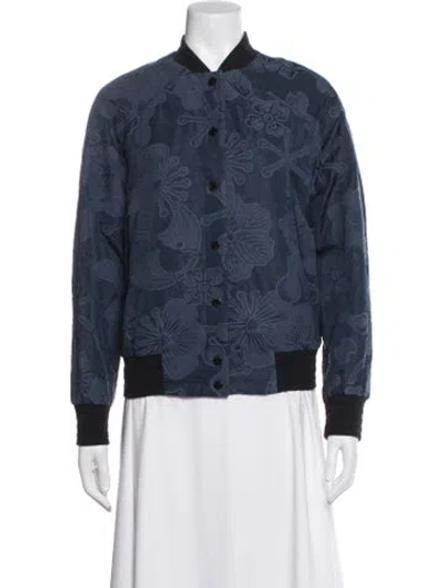 Pre-owned Kenzo Floral Print Bomber Jacket In Blue