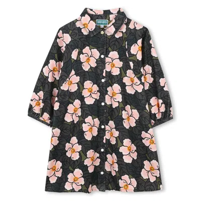 KENZO FLORAL PRINT BUTTON-UP SHIRT DRESS