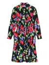 Kenzo Floral-print Buttoned Midi Dress In Black