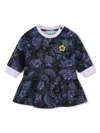Kenzo Floral-print Cotton Dress In Blue