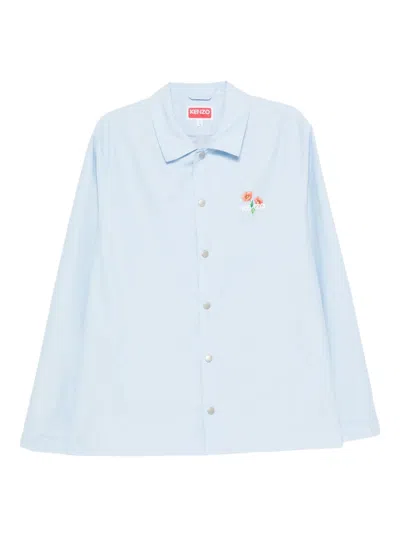 Kenzo Floral-print Cotton Shirt In Blue