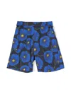 Kenzo Floral-print Cotton Bermuda Shorts In Blue