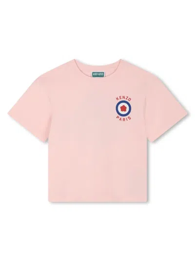 Kenzo Kids' Floral-print Cotton T-shirt In Pink