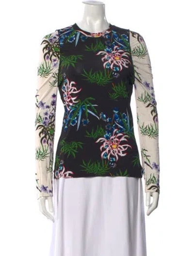 Pre-owned Kenzo Floral Print Crew Neck Top In Black