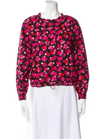 Pre-owned Kenzo Floral Print Crew Neck Top In Pink