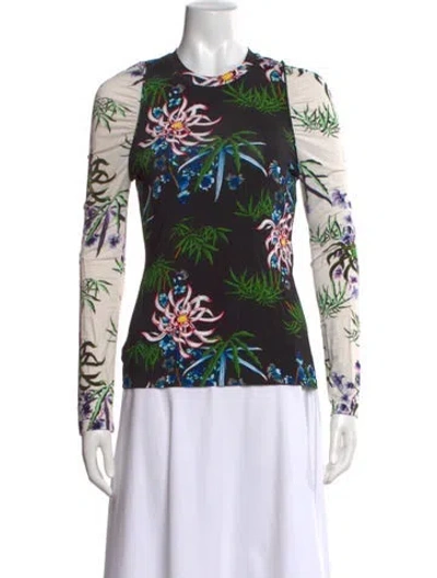 Pre-owned Kenzo Floral Print Crew Neck Top W/ Tags In Black