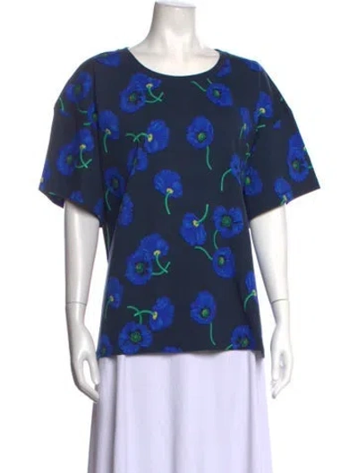 Pre-owned Kenzo Floral Print Crew Neck T-shirt W/ Tags In Blue