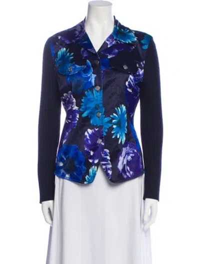 Pre-owned Kenzo Floral Print Evening Jacket In Blue