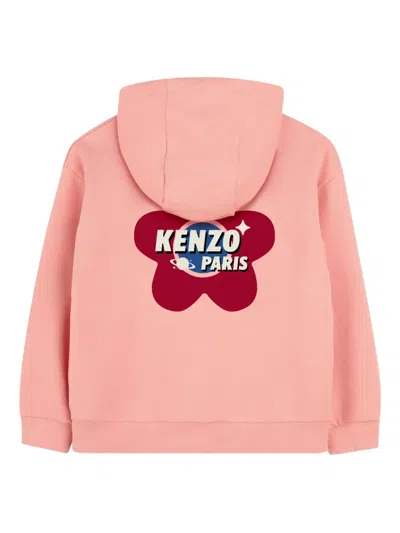 Kenzo Kids' Floral-print Hoodie In Pink