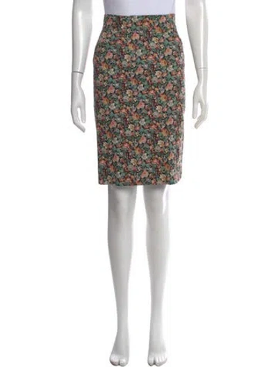Pre-owned Kenzo Floral Print Knee-length Skirt In Blue