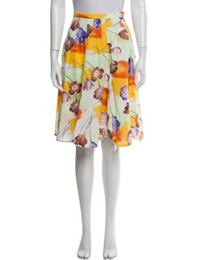 Pre-owned Kenzo Floral Print Knee-length Skirt In White
