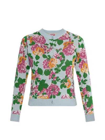 Kenzo Floral-print Knitted Cardigan In Multi