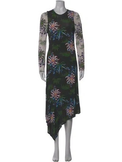 Pre-owned Kenzo Floral Print Long Dress In Black