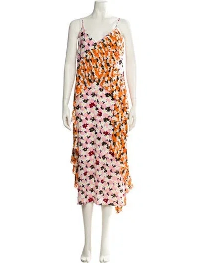 Pre-owned Kenzo Floral Print Long Dress In Pink