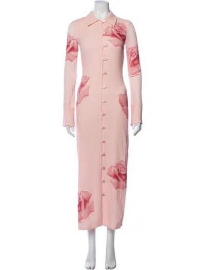 Pre-owned Kenzo Floral Print Long Dress W/ Tags In Pink
