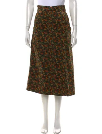 Pre-owned Kenzo Floral Print Long Skirt In Green