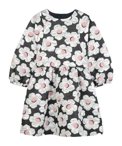 Kenzo Kids' Floral-print Long-sleeve Dress In White