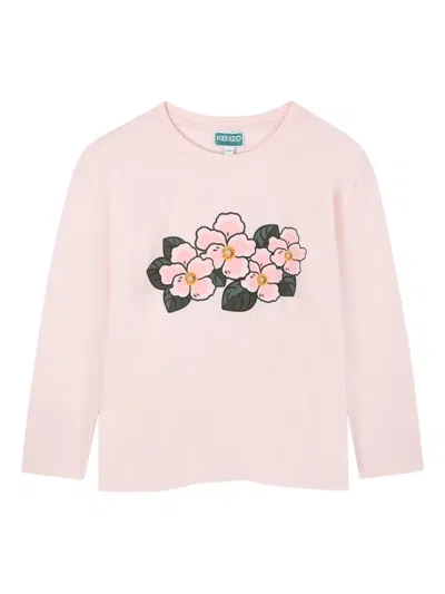 Kenzo Floral-print Long-sleeve T-shirt In Pink